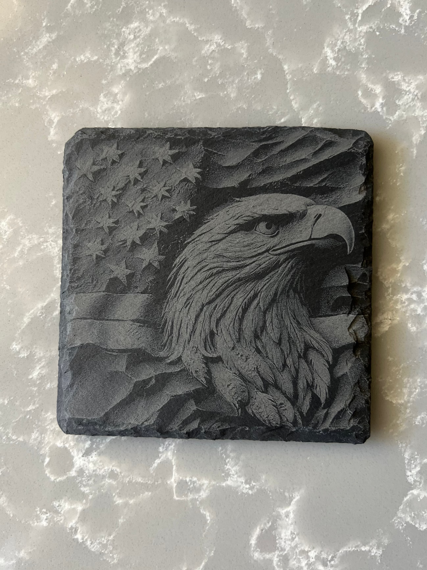 Square Slate Coaster "Bald Eagle"