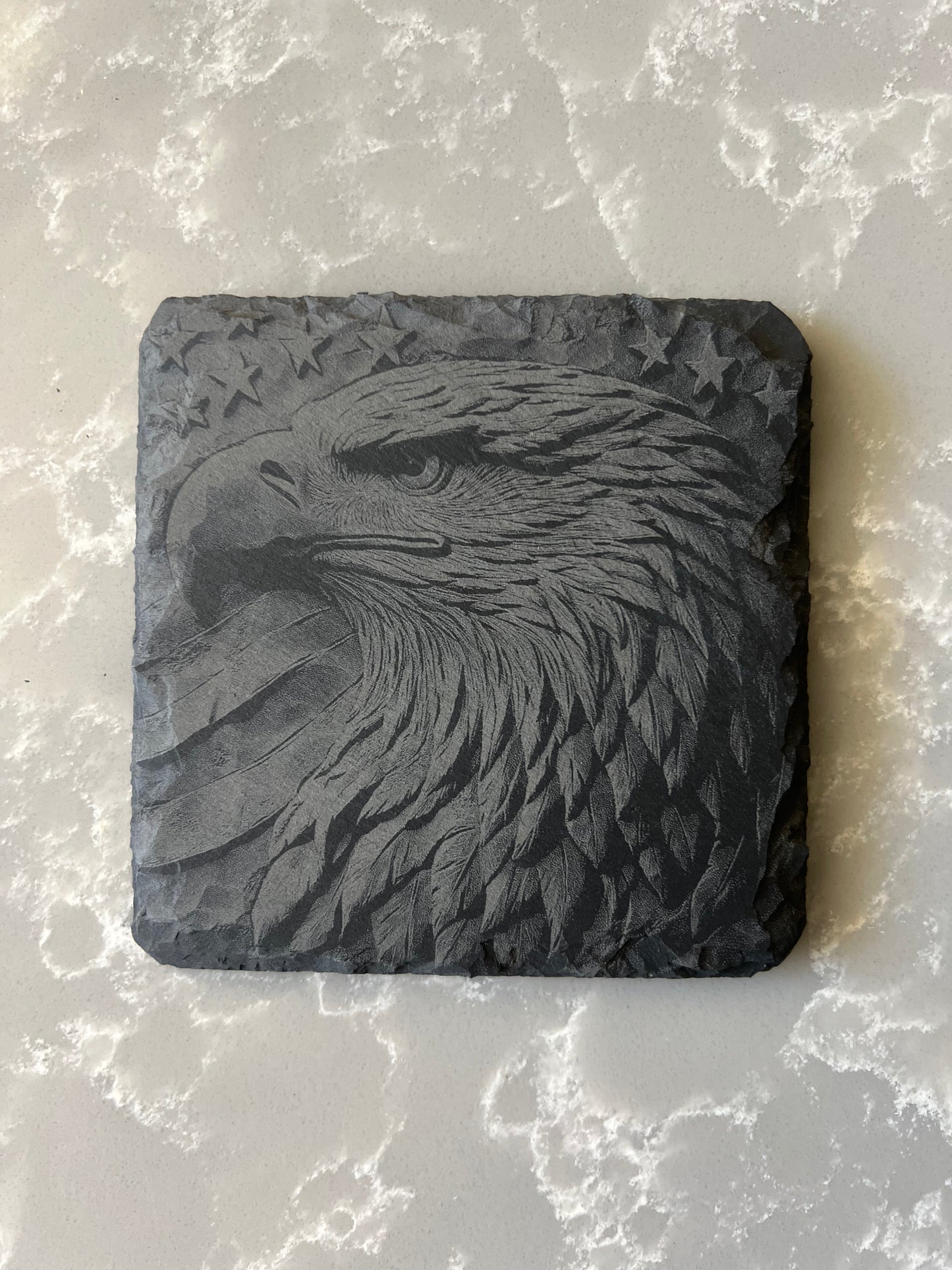 Square Slate Coaster "Bald Eagle"