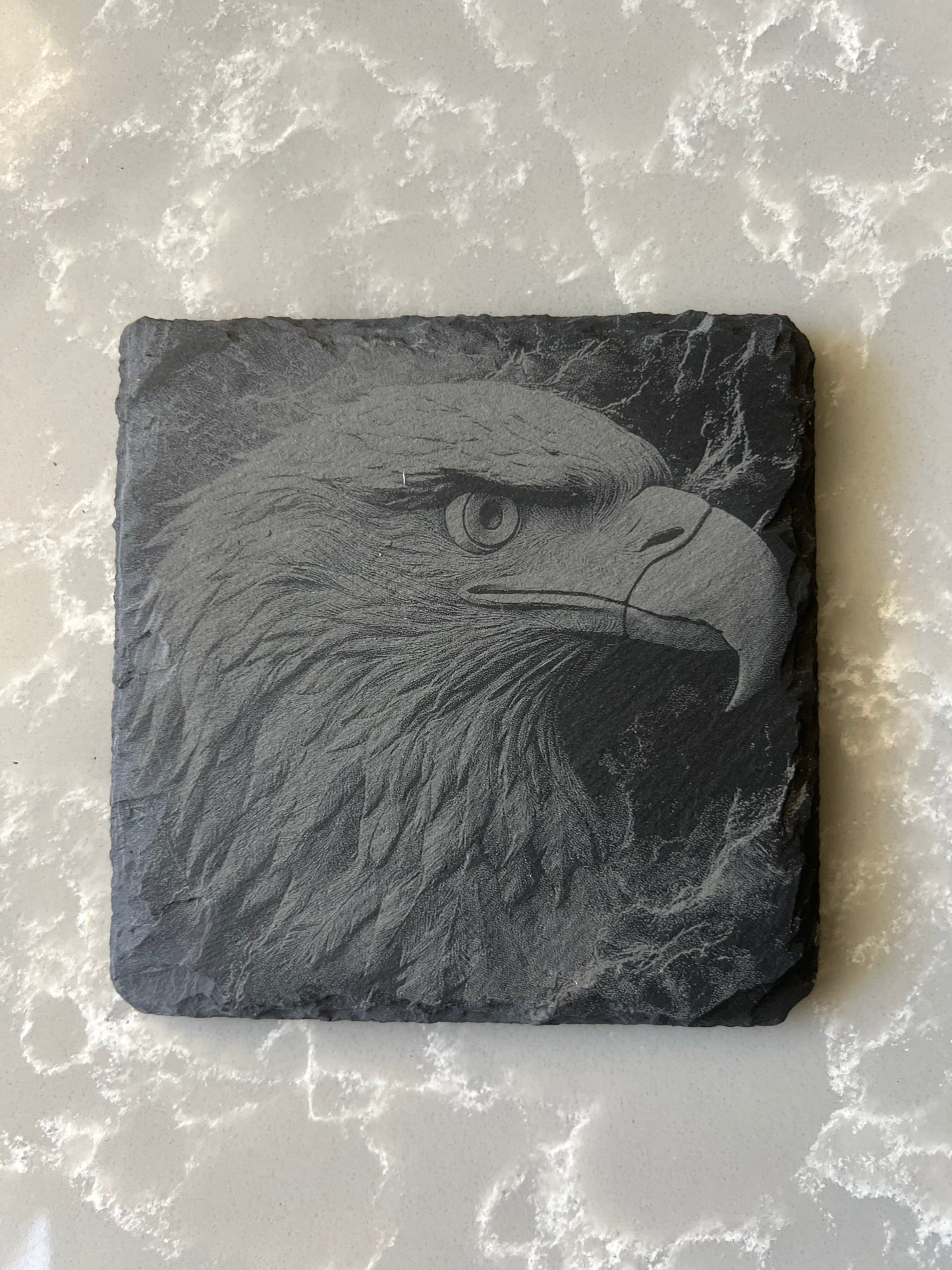 Square Slate Coaster "Bald Eagle"