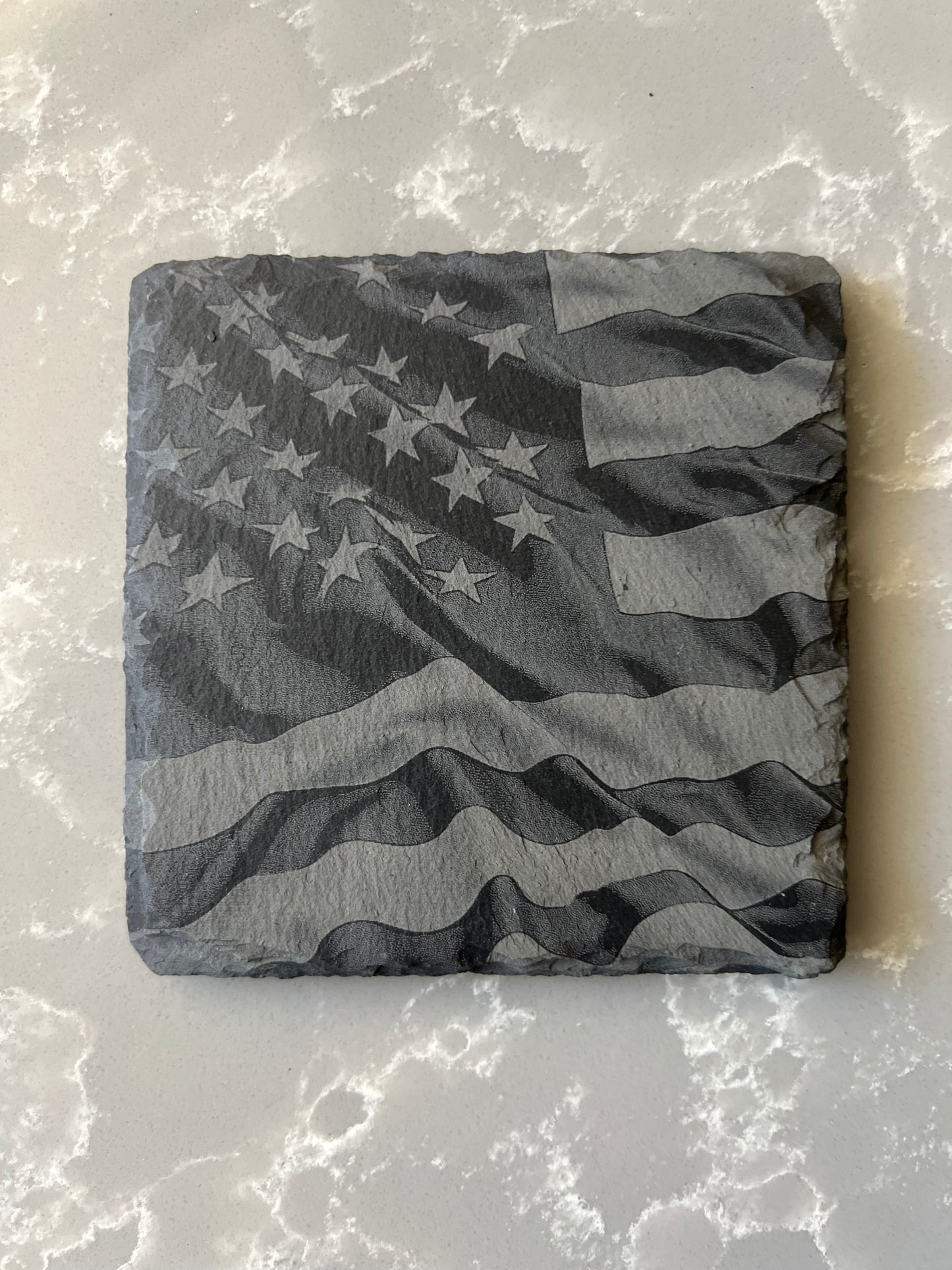 Square Slate Coaster "American Flag"