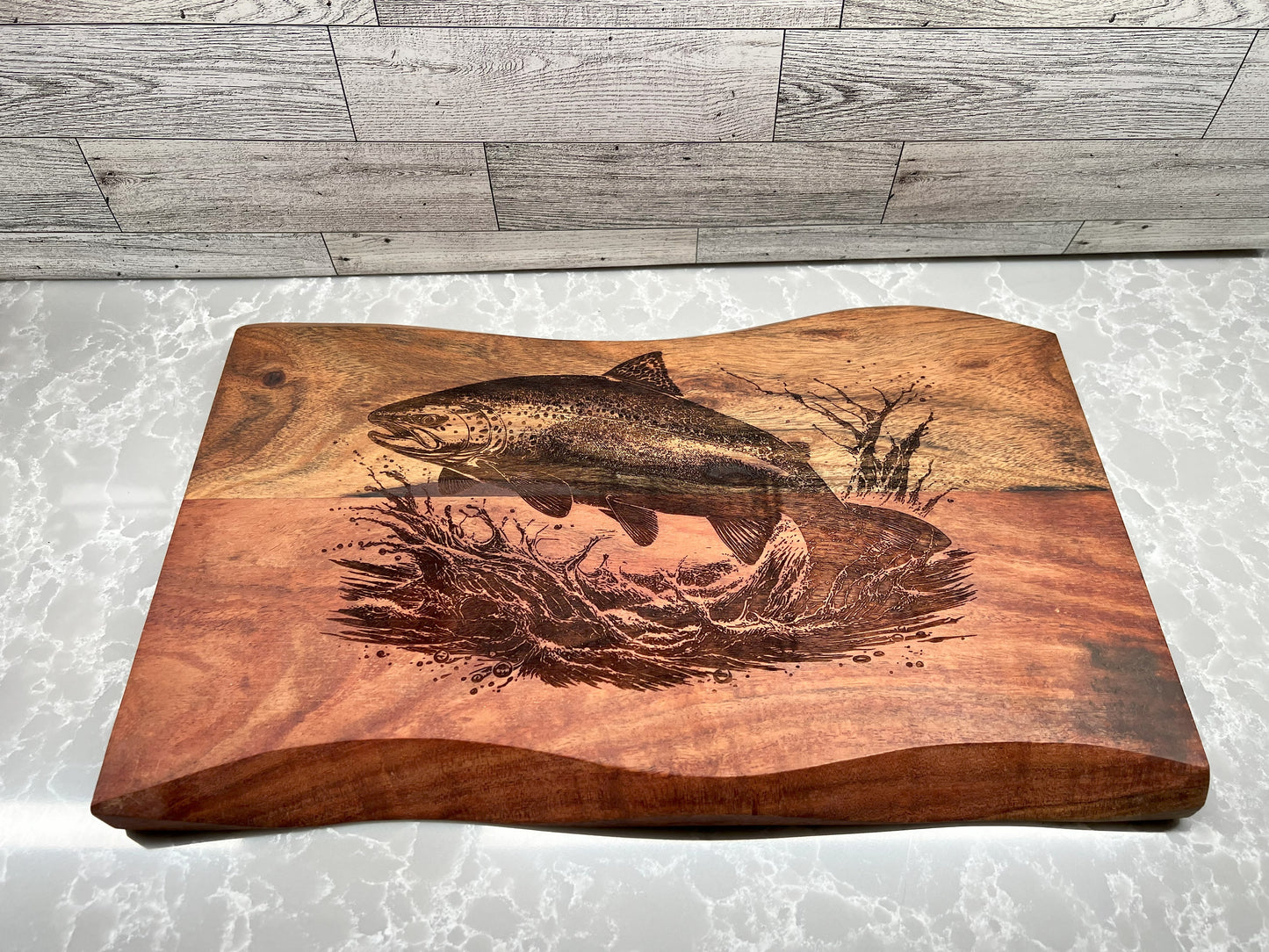 Live Edge Acacia Trout Serving Board