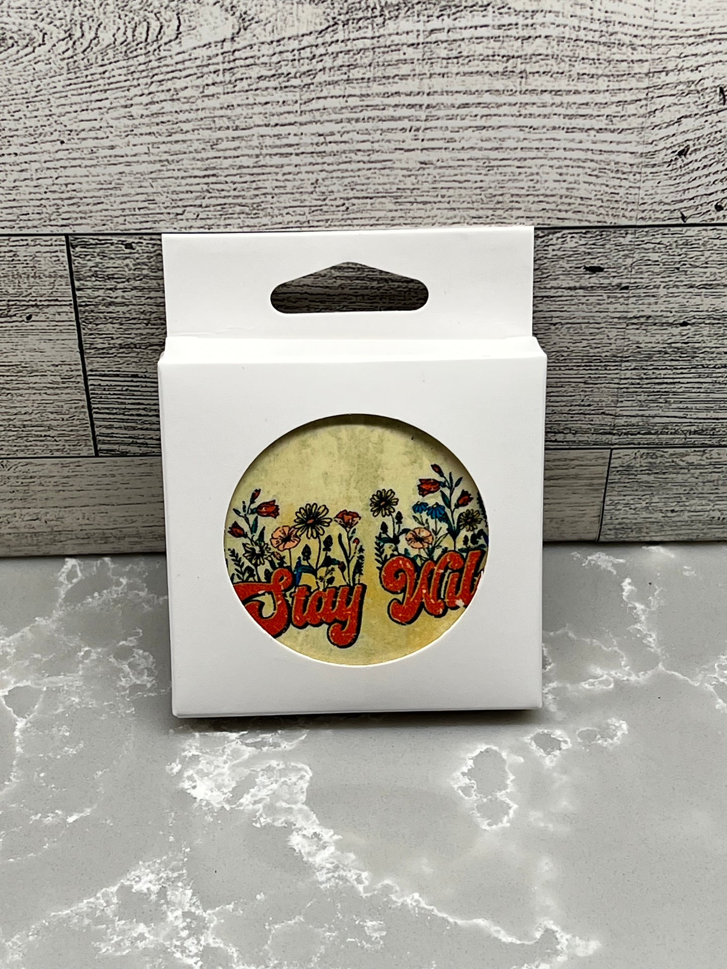 Ceramic BOHO Car Coasters "Stay Wild"