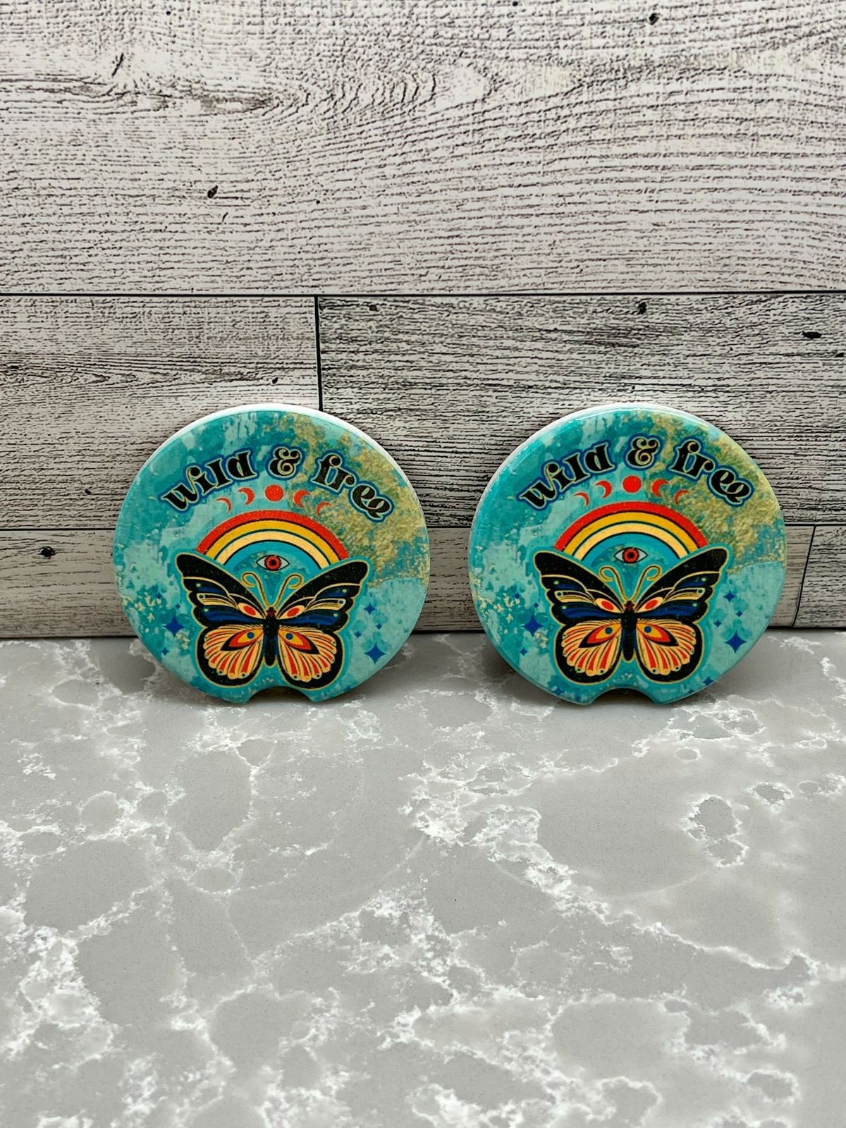 Ceramic BOHO Car Coaster "Wild & Free"