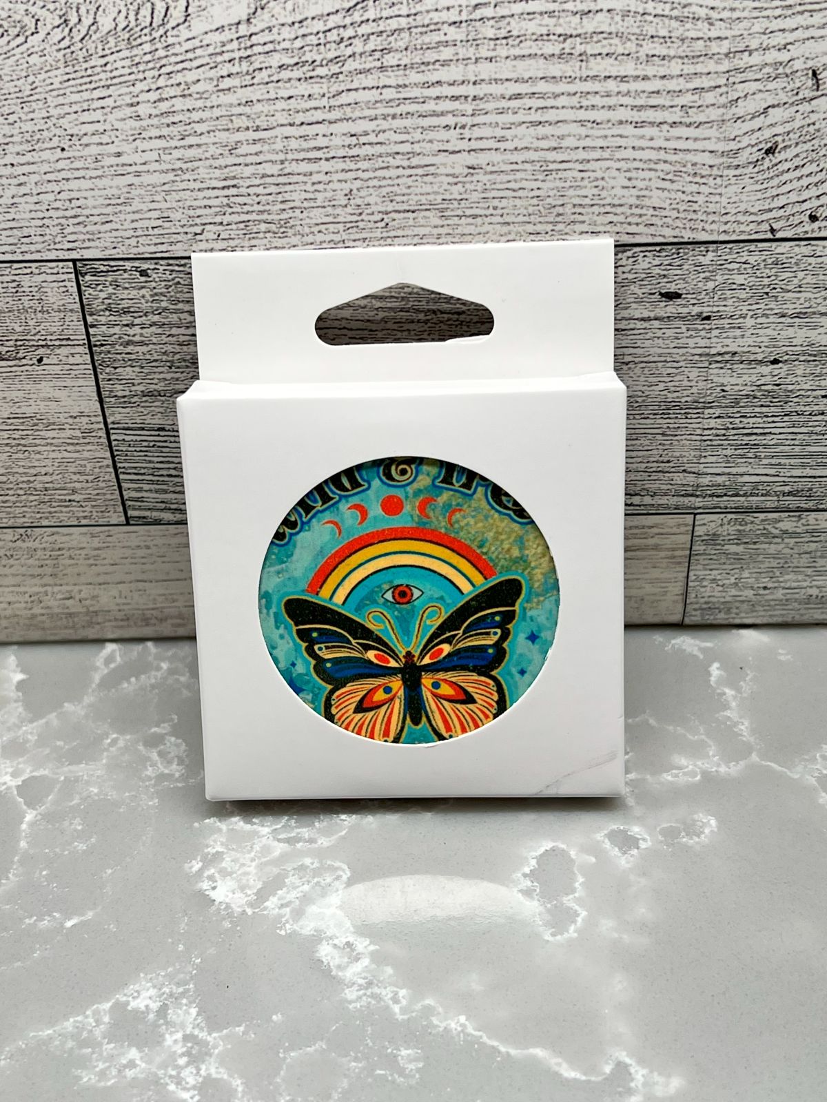 Ceramic BOHO Car Coaster "Wild & Free"
