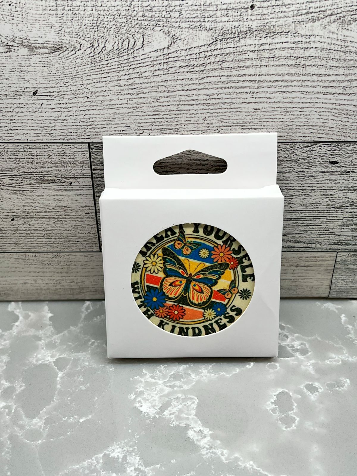 Ceramic BOHO Car Coaster "Kindness"