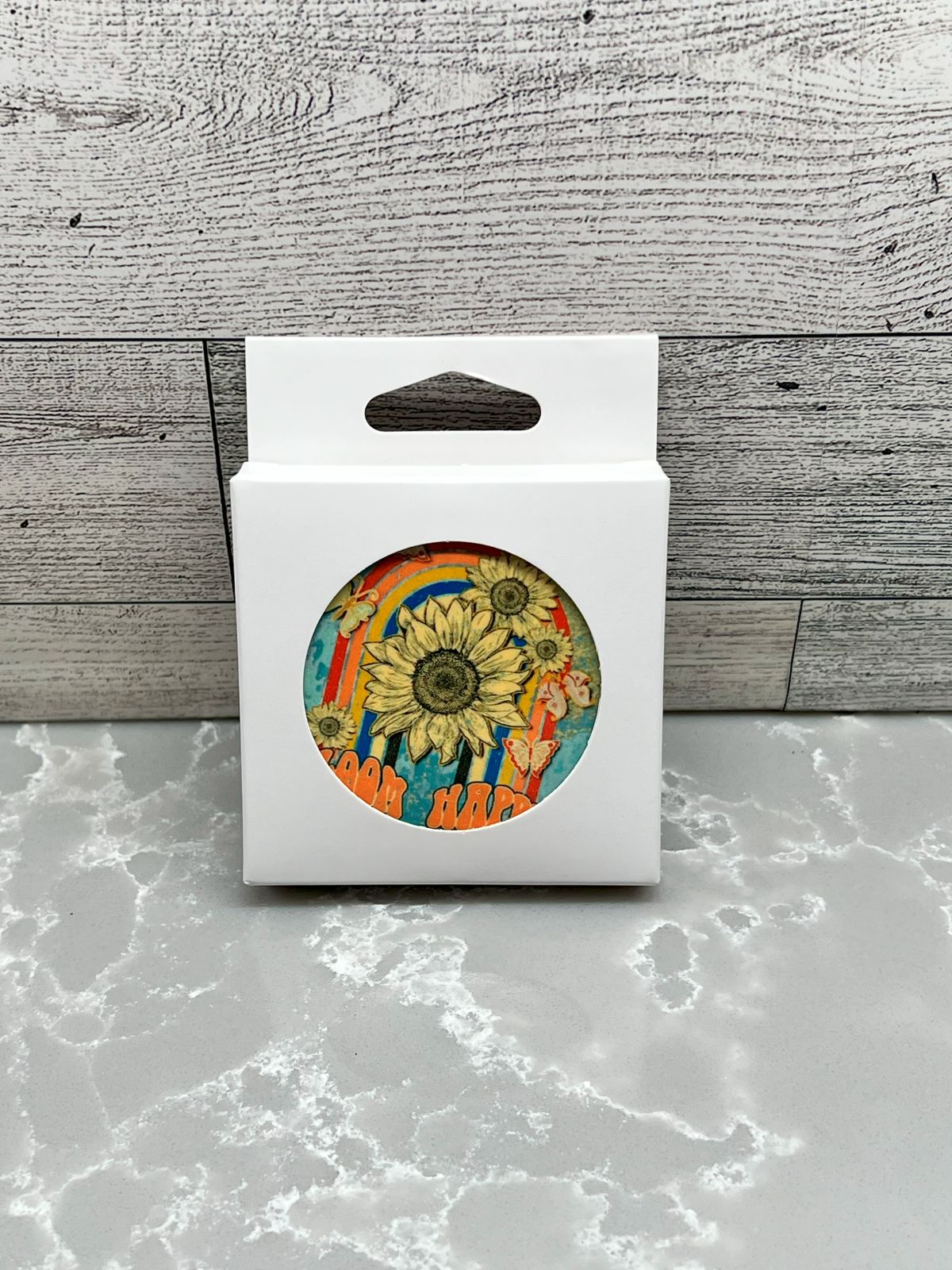 Ceramic BOHO Car Coaster "Bloom Happy"