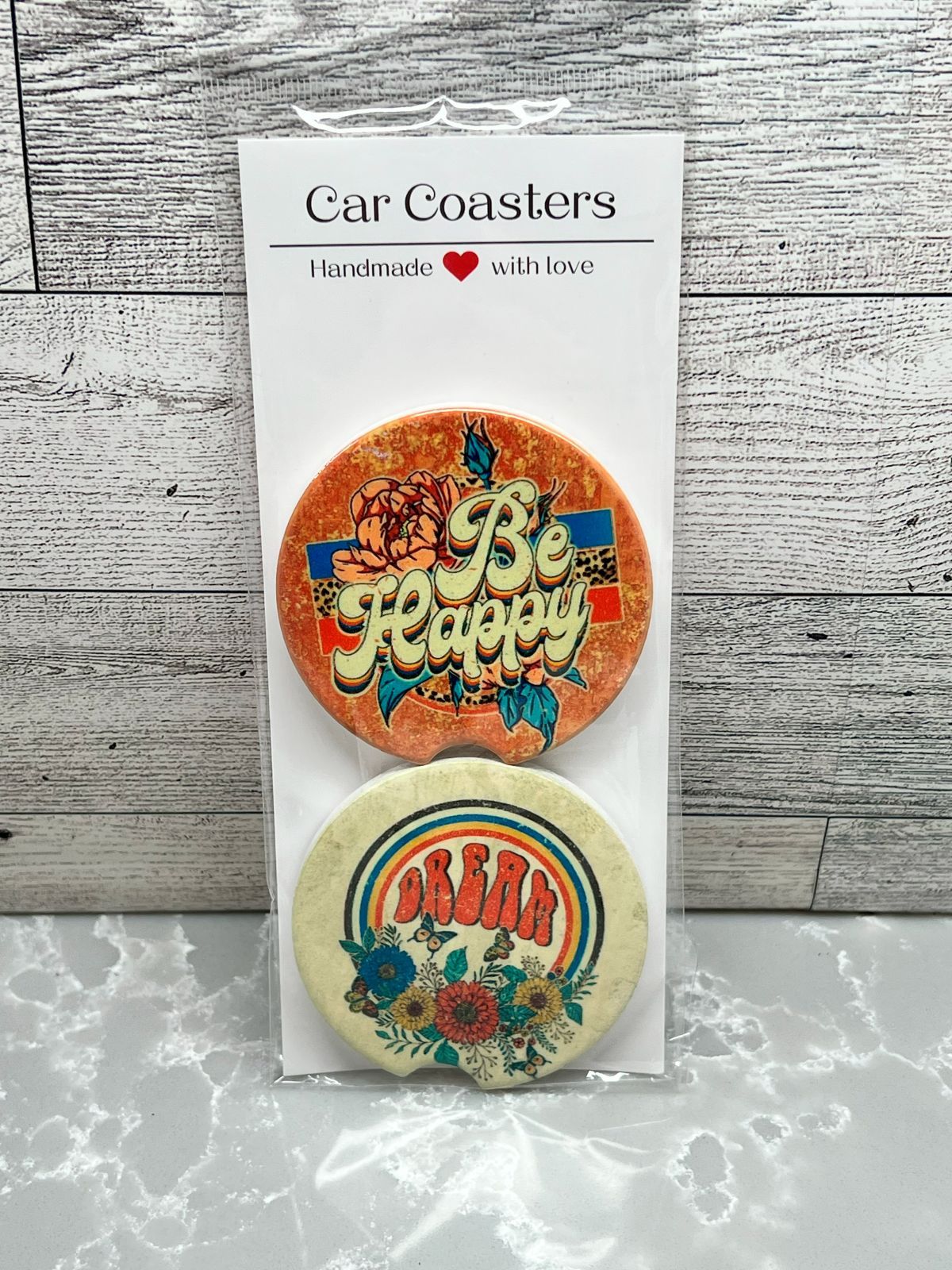 Ceramic BOHO Car Coaster "Wild & Kindness"
