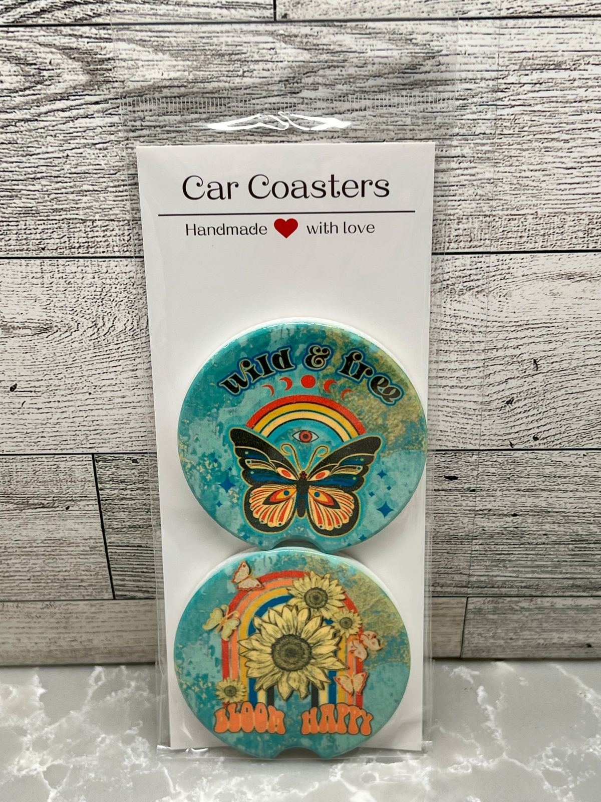 Ceramic BOHO Car Coaster "Wild & Bloom"