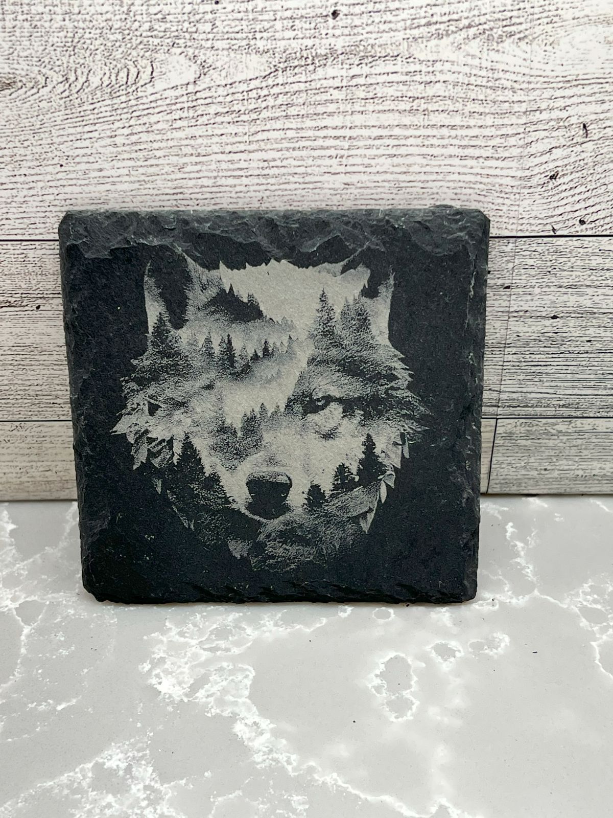 Square Slate Coaster "Wolf01"