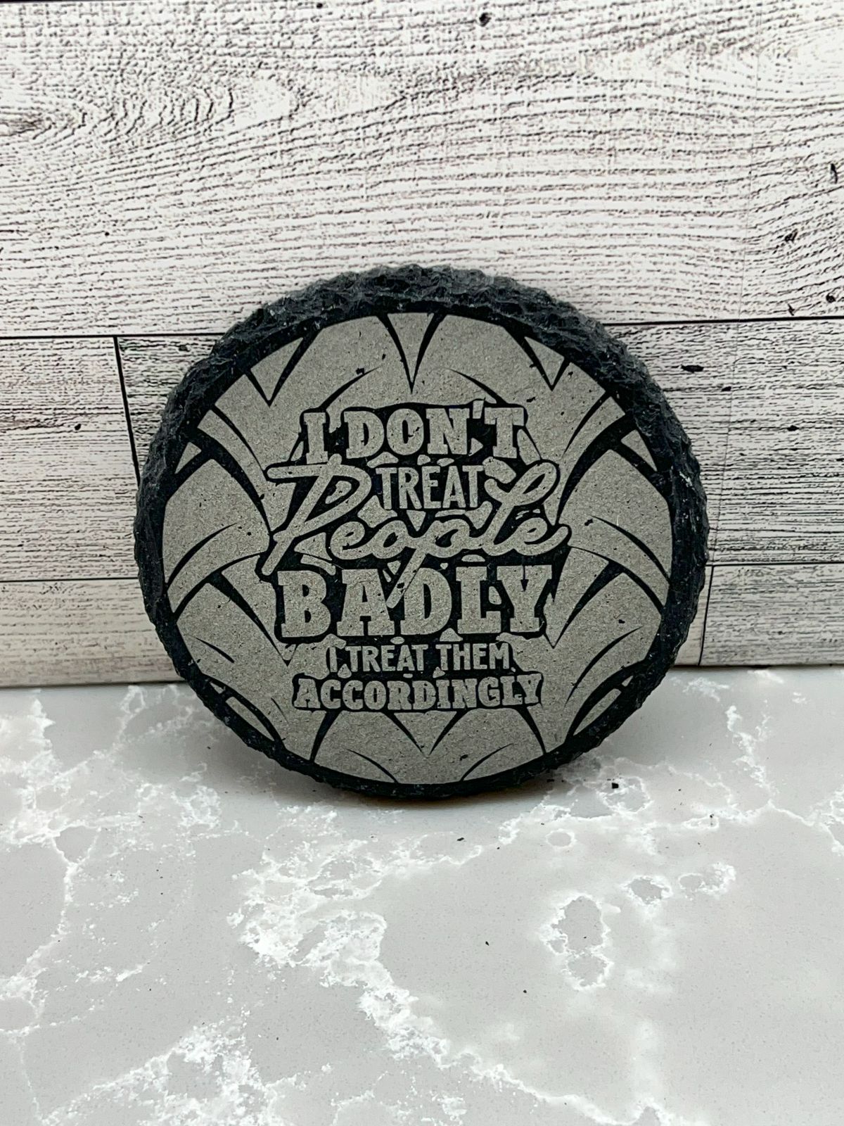 Round Slate Coaster "Saying01"