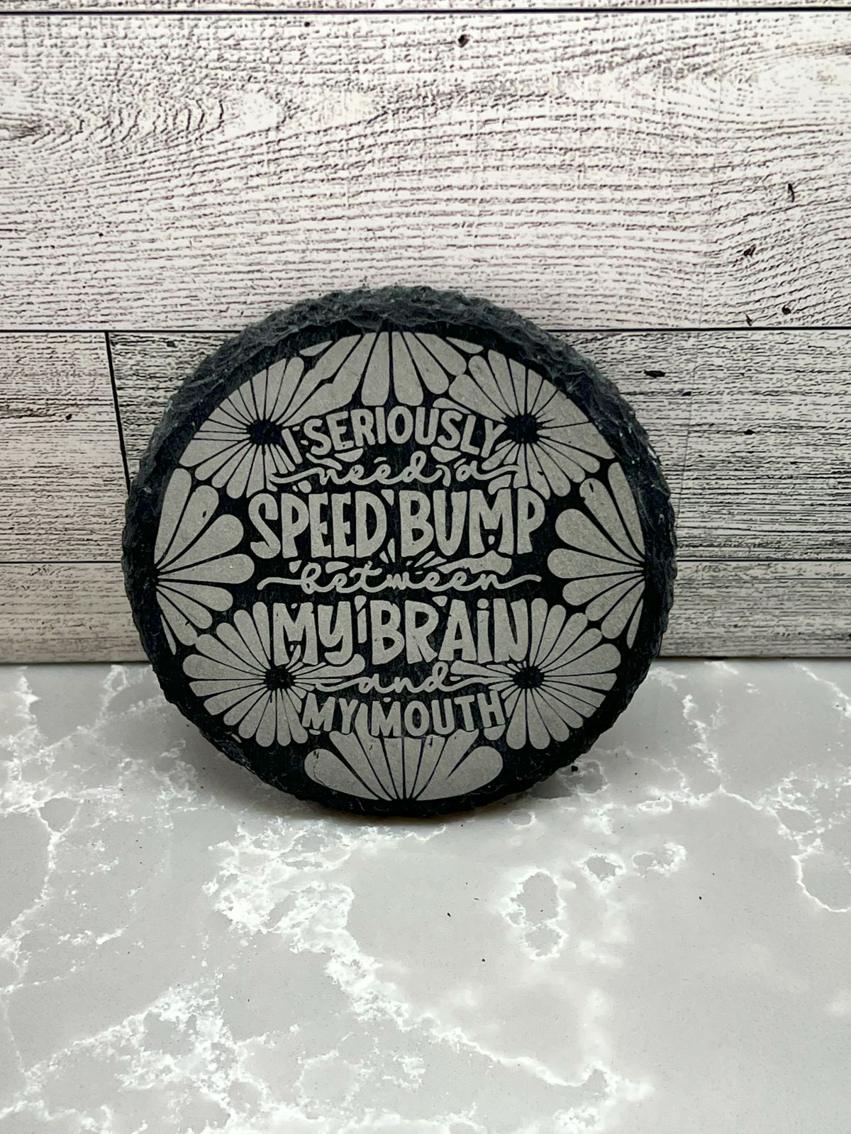 Round Slate Coaster "Saying03"