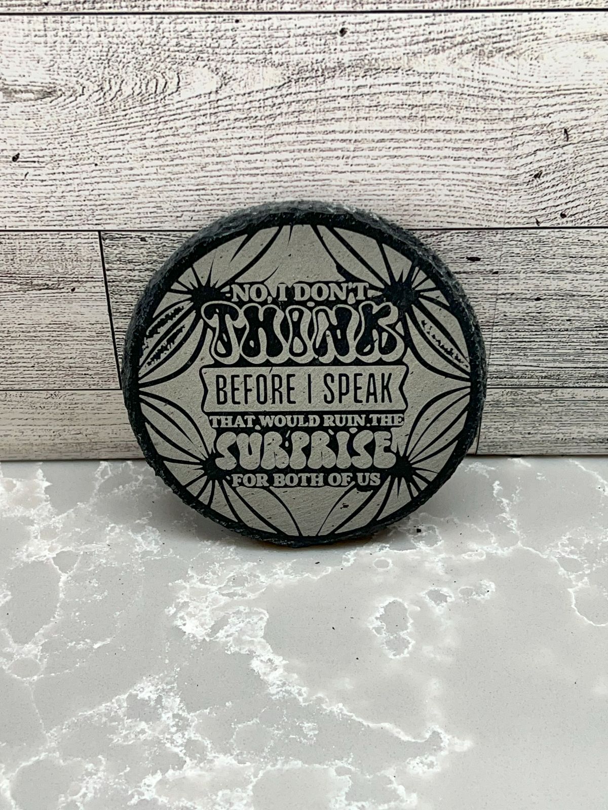 Round Slate Coaster "Saying04"