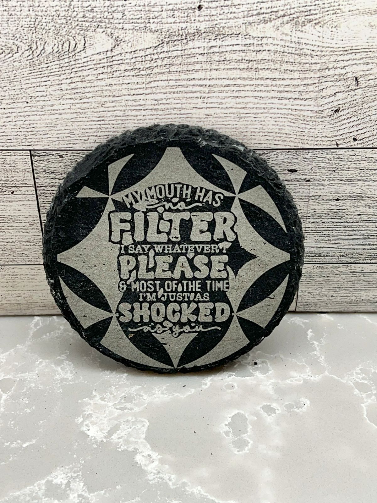 Round Slate Coaster "Saying06"