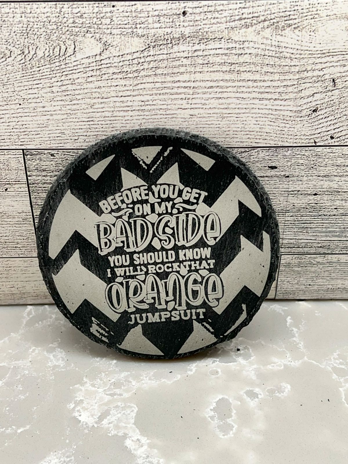 Round Slate Coaster "Saying07"