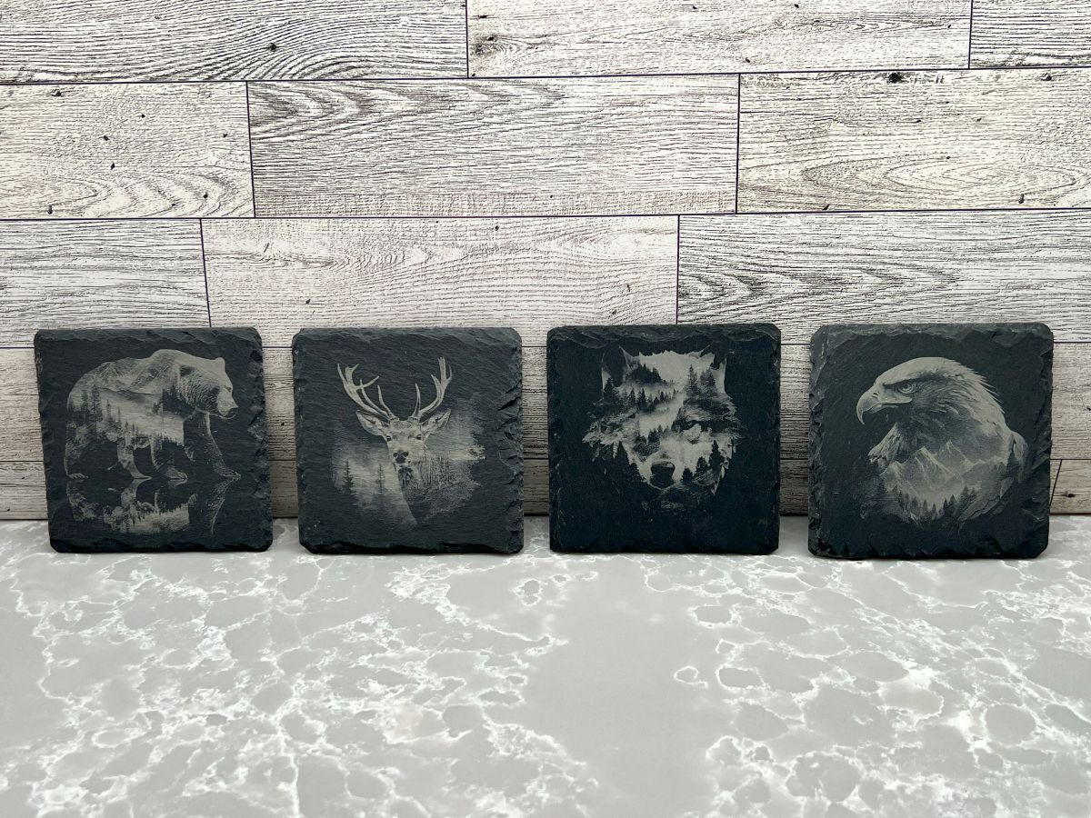 Square Slate Coaster "Nature & Animals"