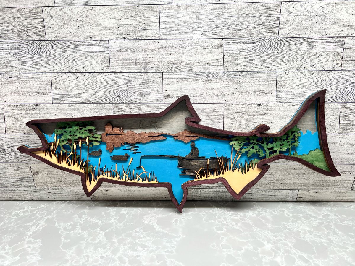 Multilayer Salmon Artwork