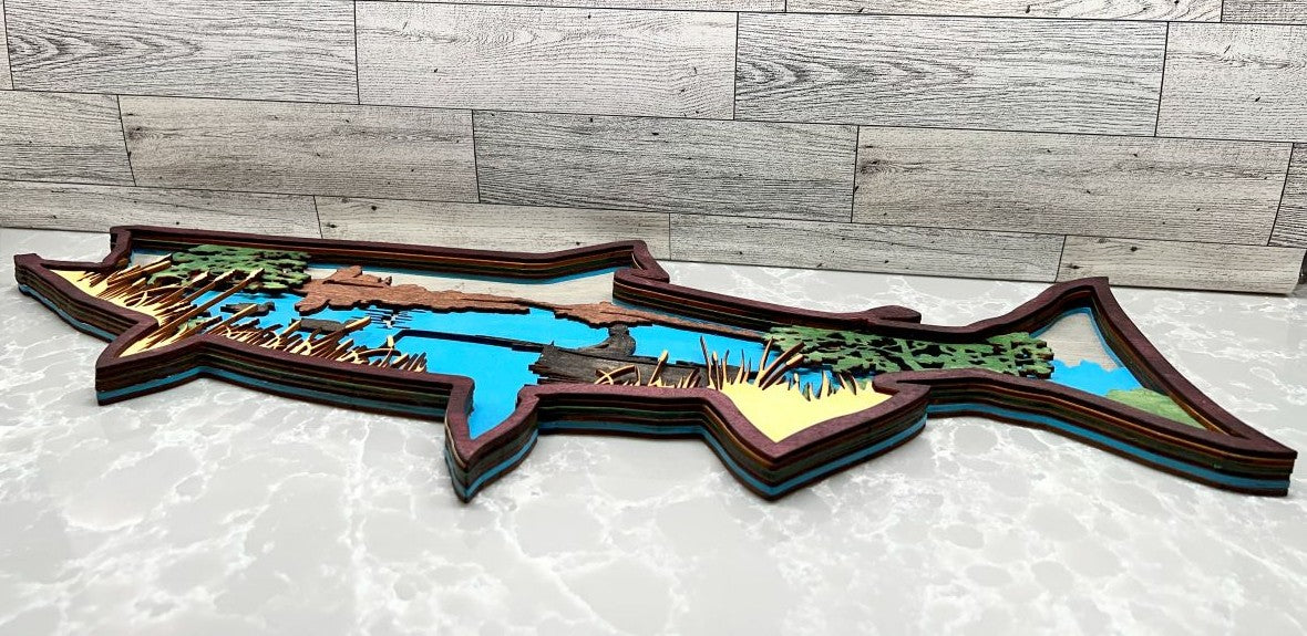 Multilayer Salmon Artwork