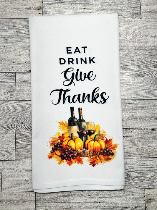 Tea Towel "Eat Drink Give Thanks"