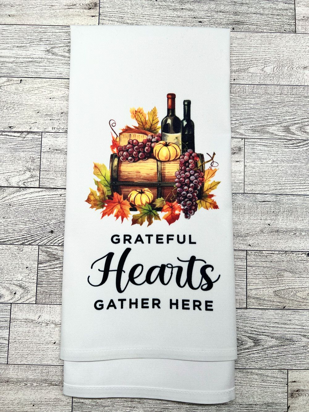 Tea Towel "Grateful Hearts Gather Here"