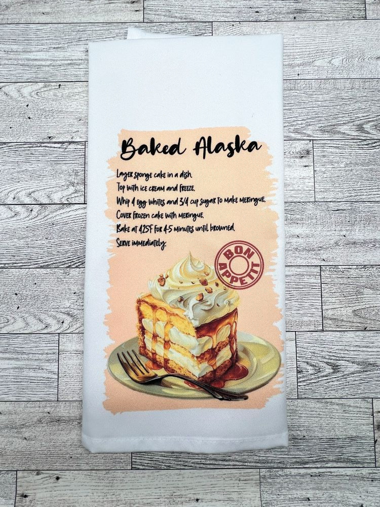 Tea Towel "Baked Alaska Recipe"