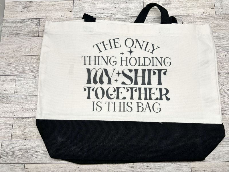 Black Designer Canva Tote Bag