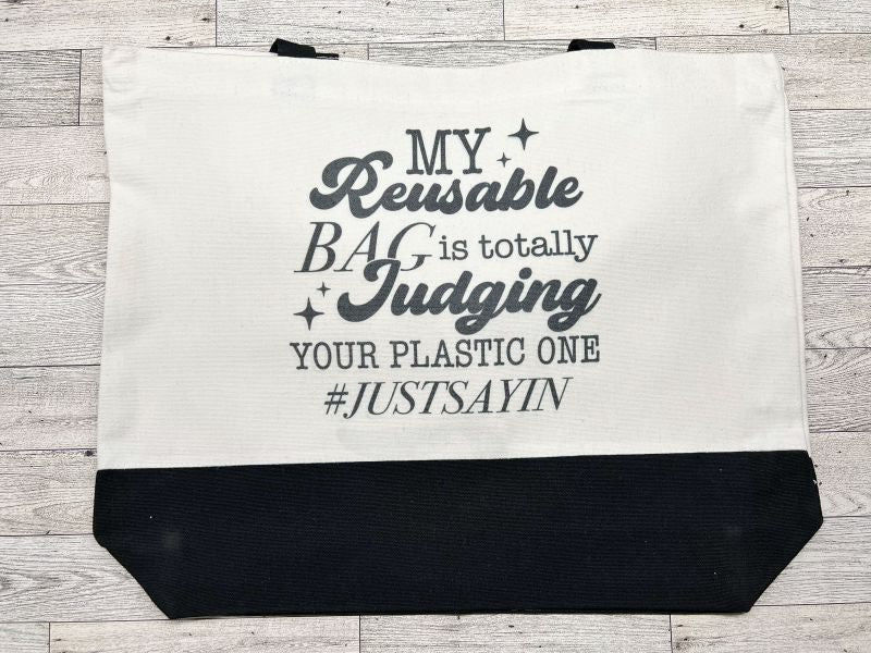 Black Designer Canva Tote Bag