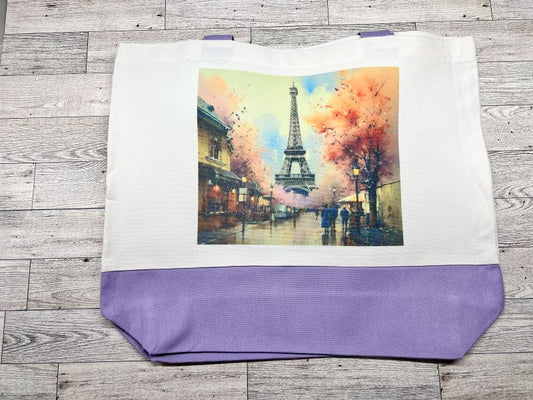 Canvas Tote "Paris Street View purple"