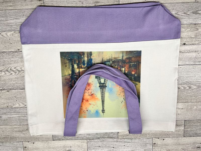 Canvas Tote "Paris Street View purple"
