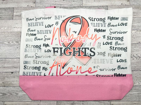 Canvas Tote "Nobody fights Alone"