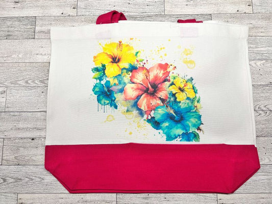 Canvas Tote "Hibiscus Flowers"