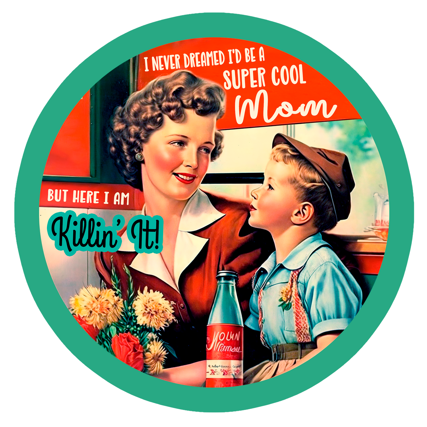 4" Round Ceramic Coaster - Retro Theme