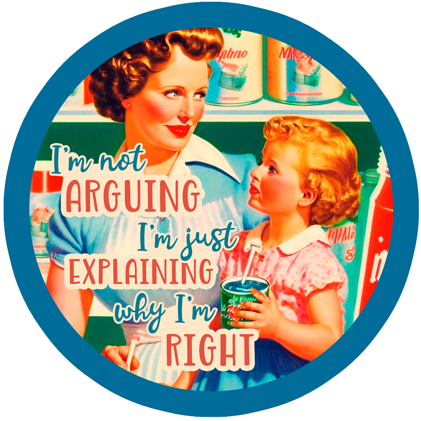 4" Round Ceramic Coaster - Retro Theme