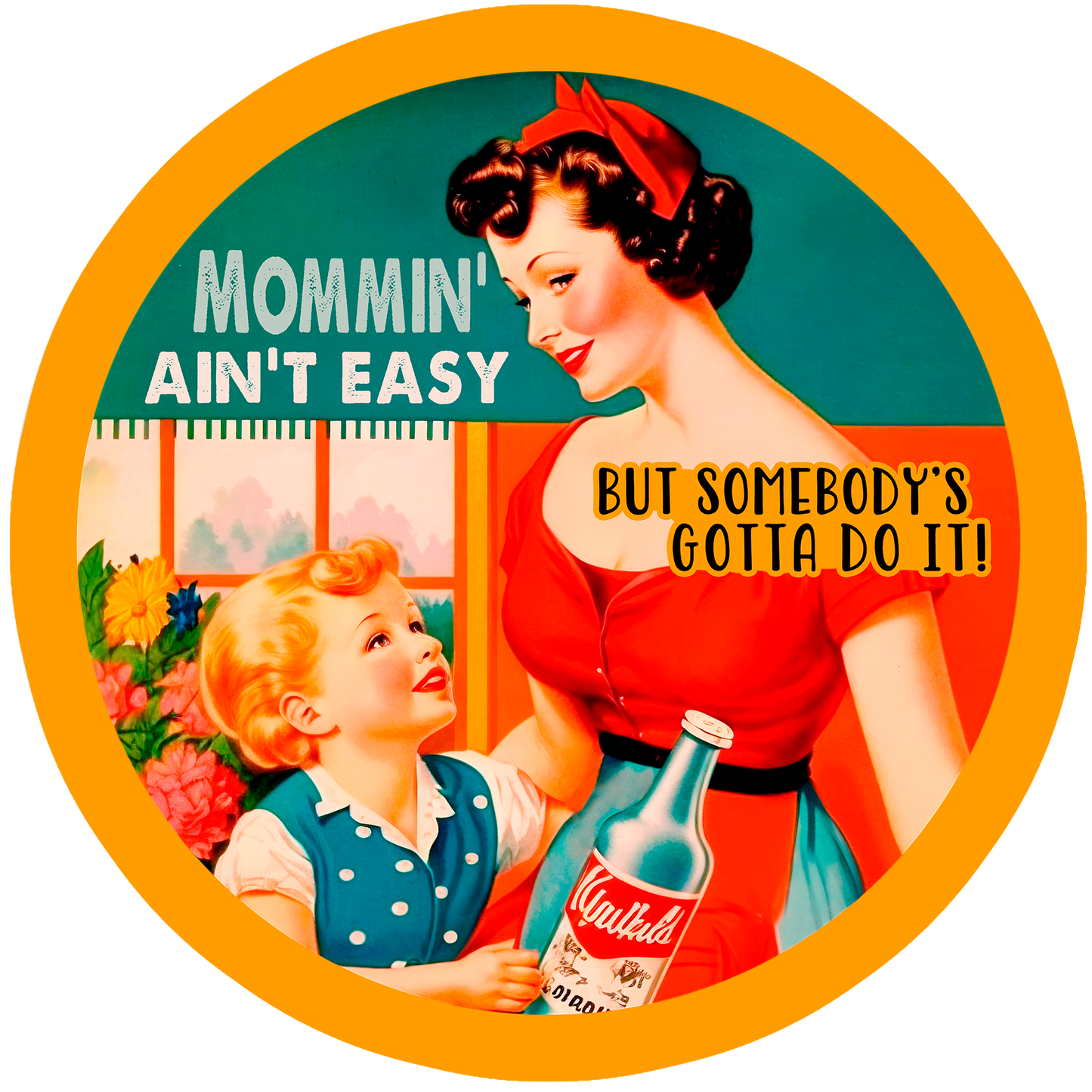 4" Round Ceramic Coaster - Retro Theme