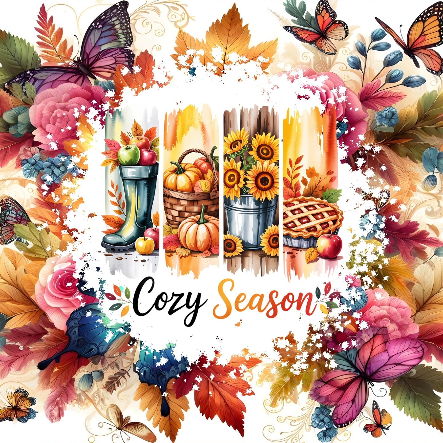 4" Square Ceramic Coaster - Seasonal Theme