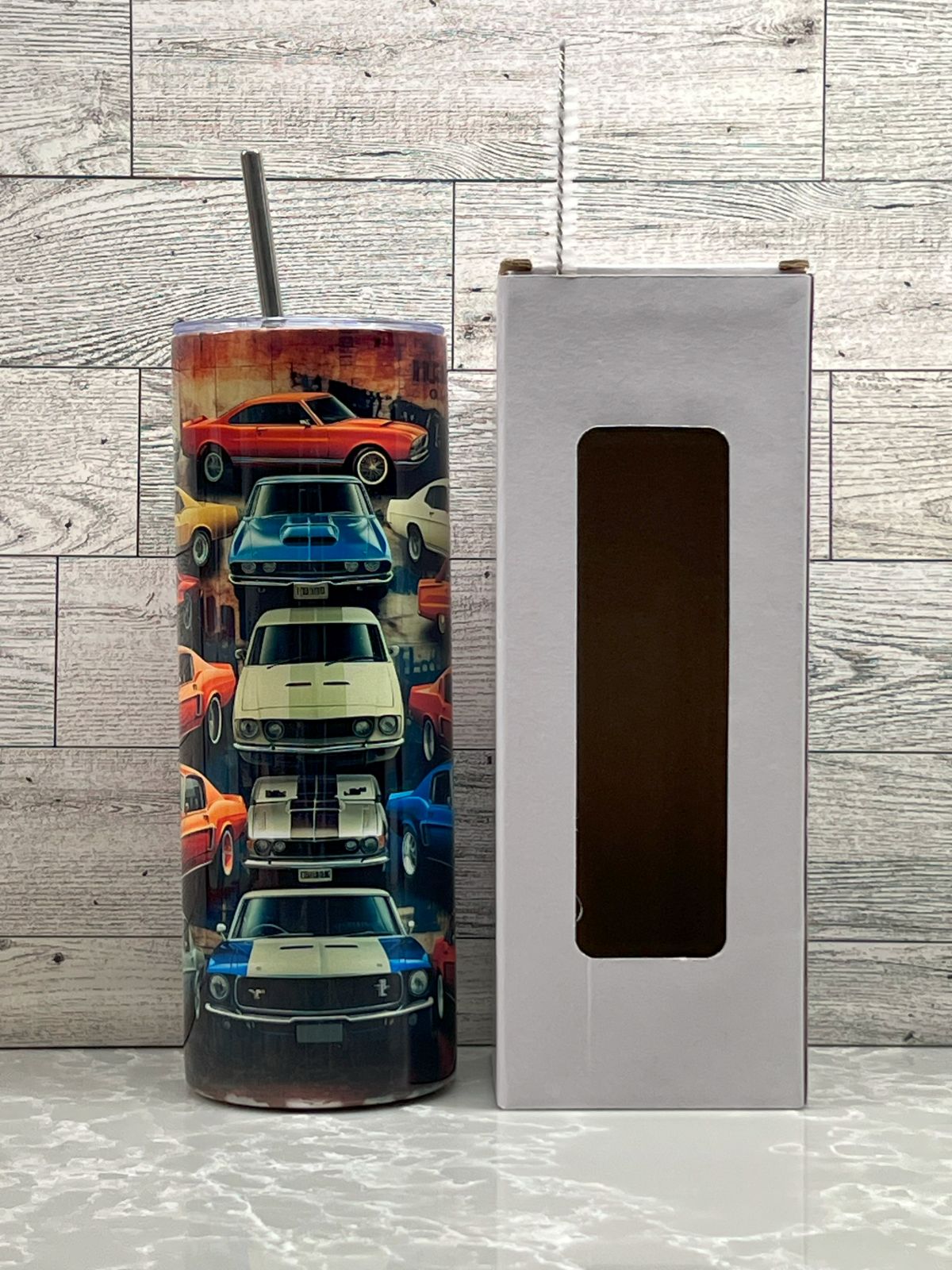 20oz Stainless Steel Tumbler "Muscle Cars"