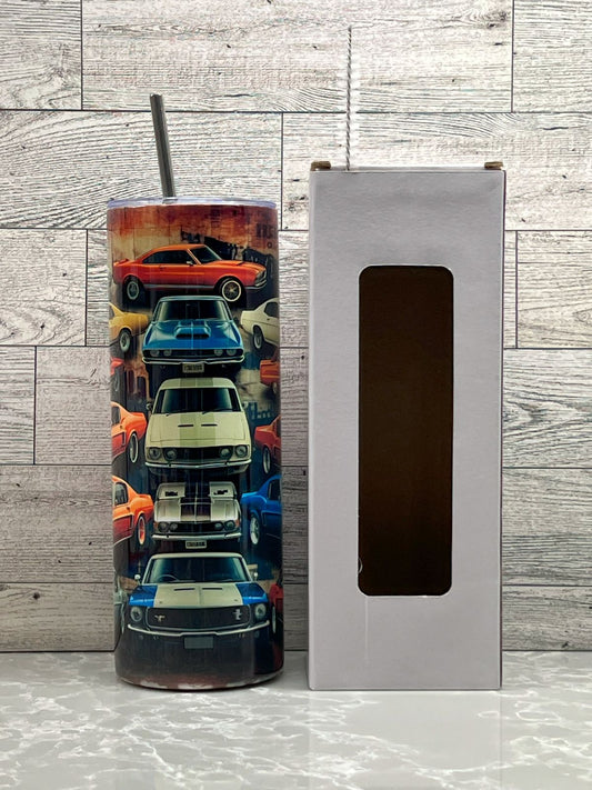 20oz Stainless Steel Tumbler "Muscle Cars"
