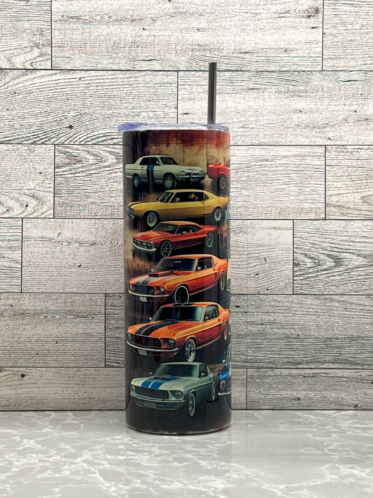 20oz Stainless Steel Tumbler "Muscle Cars"