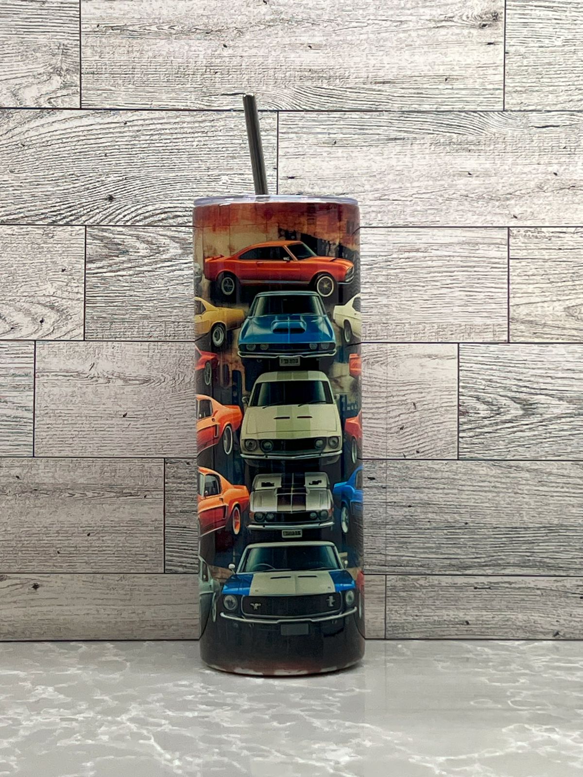 20oz Stainless Steel Tumbler "Muscle Cars"