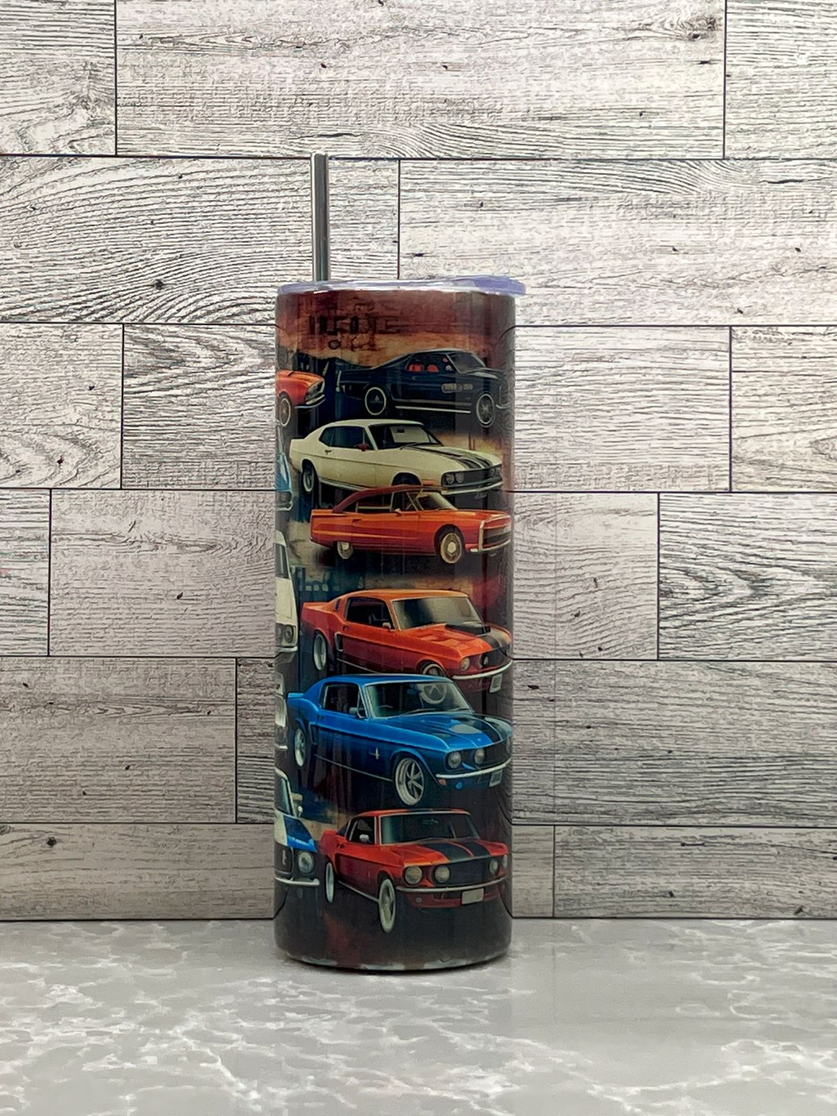 20oz Stainless Steel Tumbler "Muscle Cars"