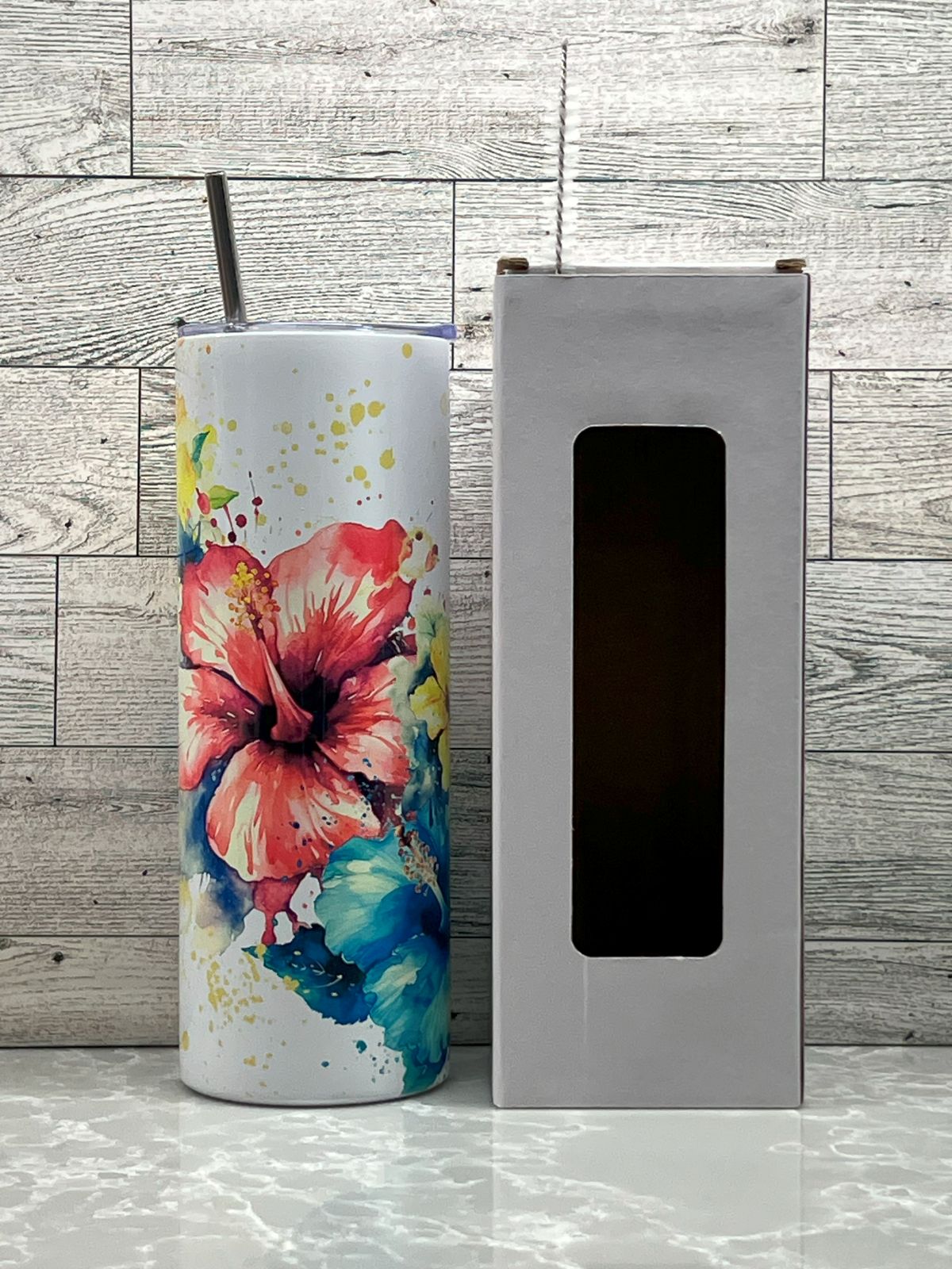 20oz Stainless Steel Tumbler "Hibiscus"