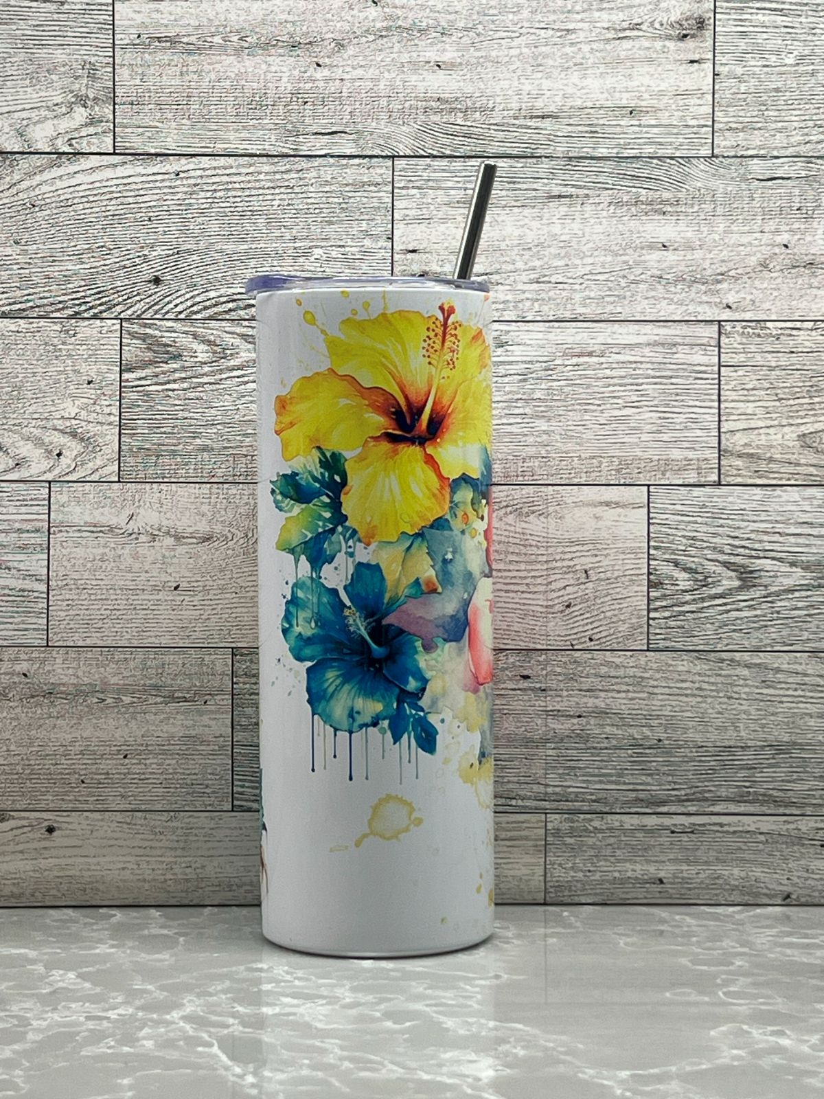 20oz Stainless Steel Tumbler "Hibiscus"
