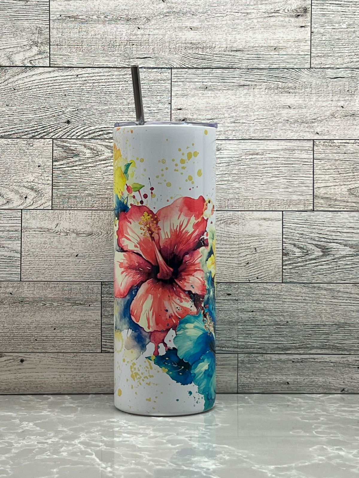 20oz Stainless Steel Tumbler "Hibiscus"
