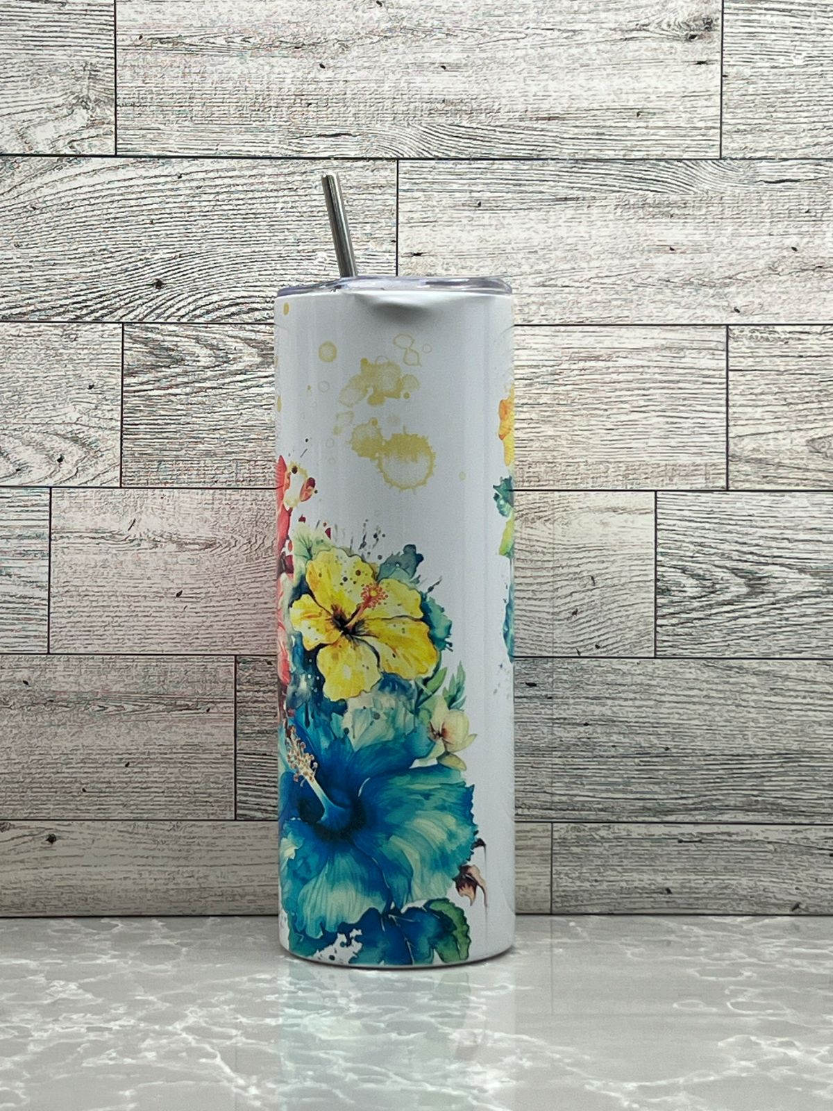 20oz Stainless Steel Tumbler "Hibiscus"