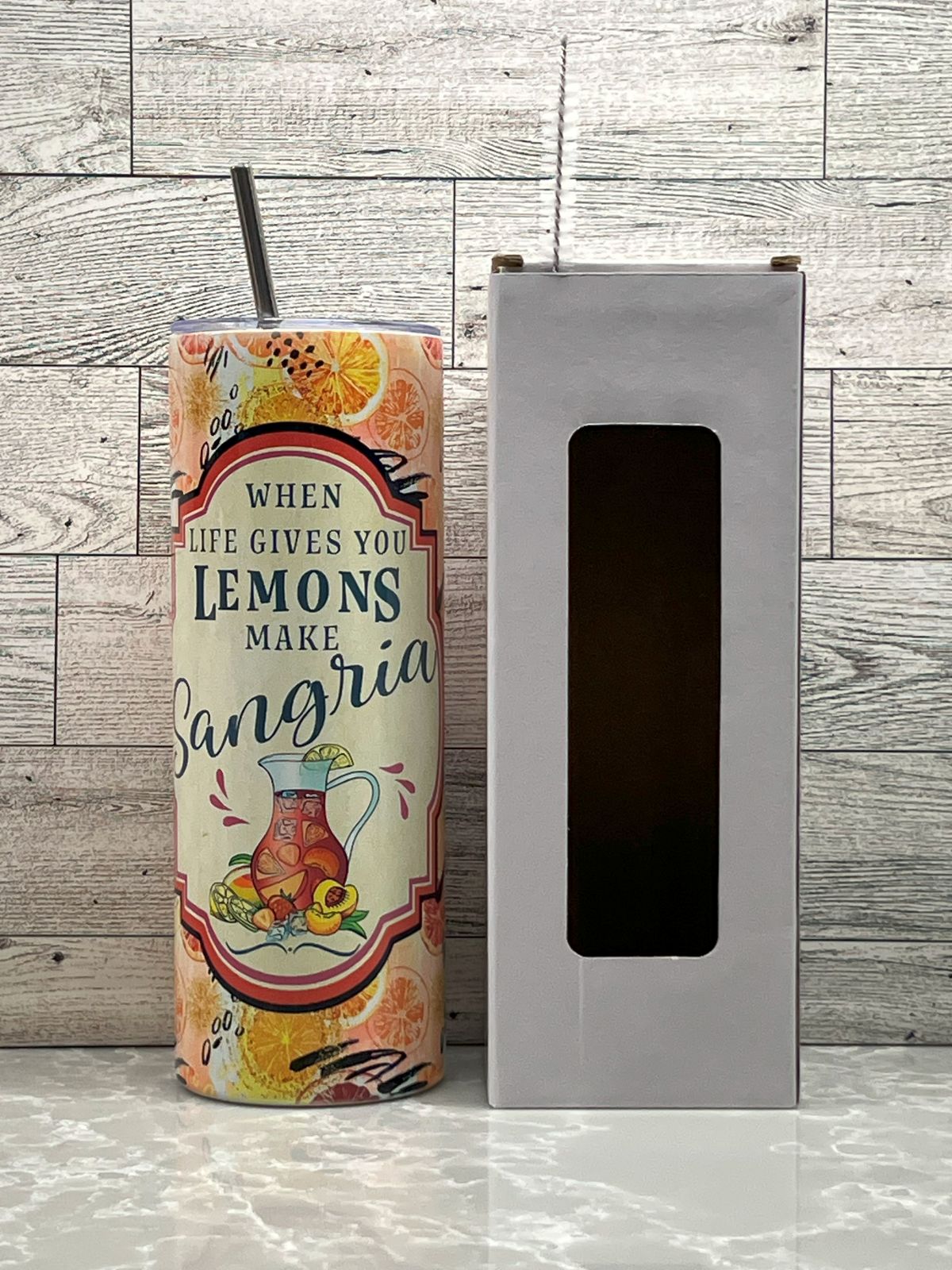 20oz Stainless Steel Tumbler "Lemons & Sangria"