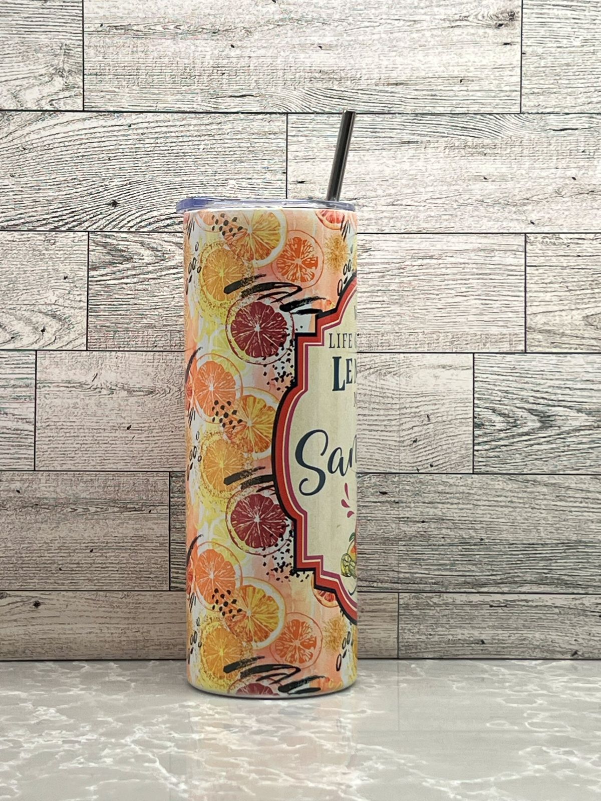 20oz Stainless Steel Tumbler "Lemons & Sangria"