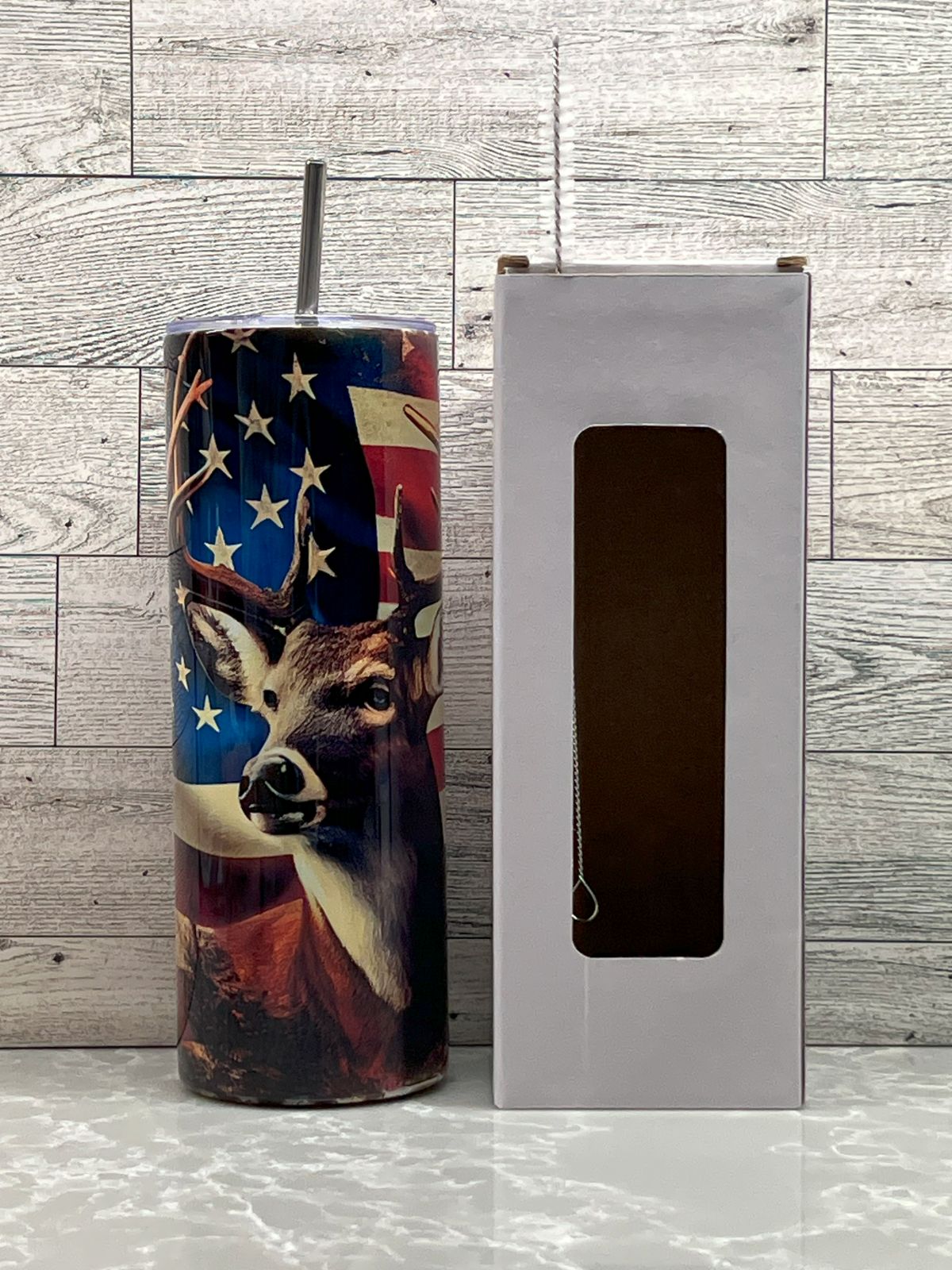 20oz Stainless Steel Tumbler "American Deer"