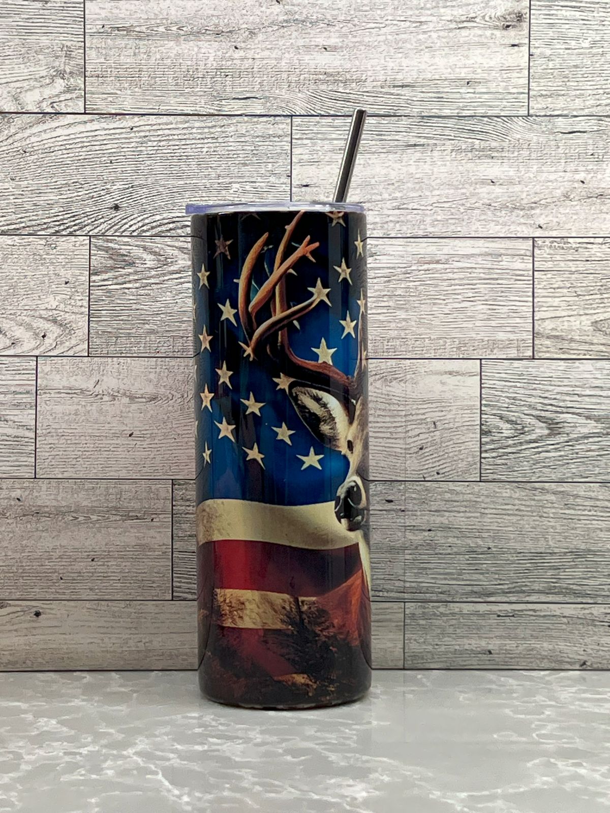 20oz Stainless Steel Tumbler "American Deer"