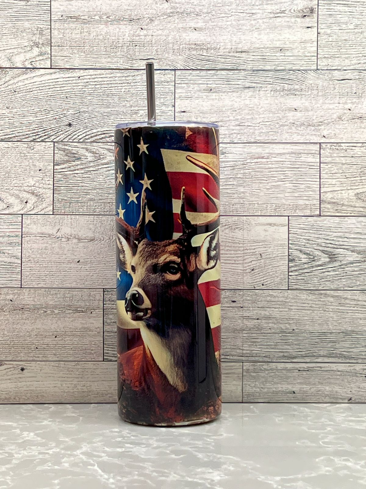 20oz Stainless Steel Tumbler "American Deer"