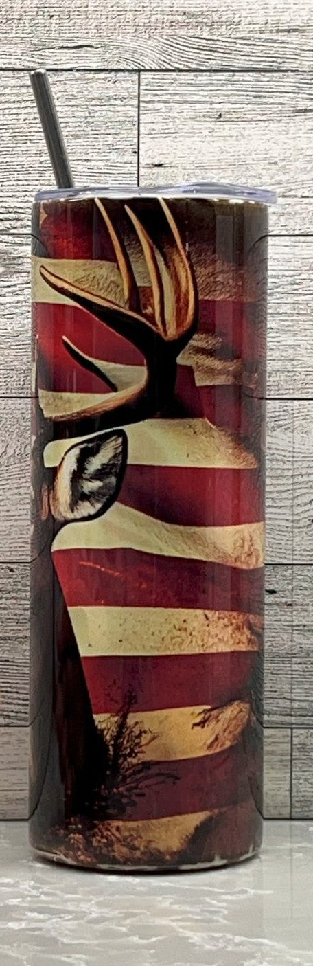 20oz Stainless Steel Tumbler "American Deer"