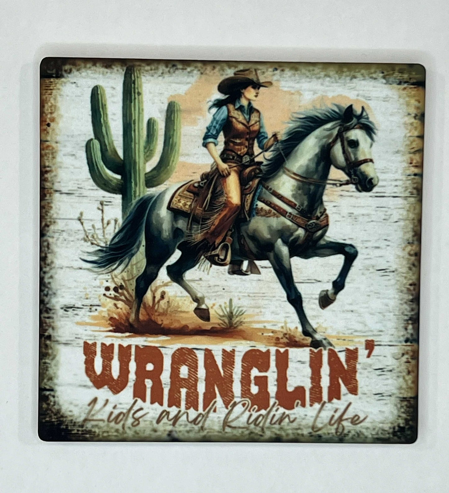 4" Square Ceramic Coaster - Rustic Theme